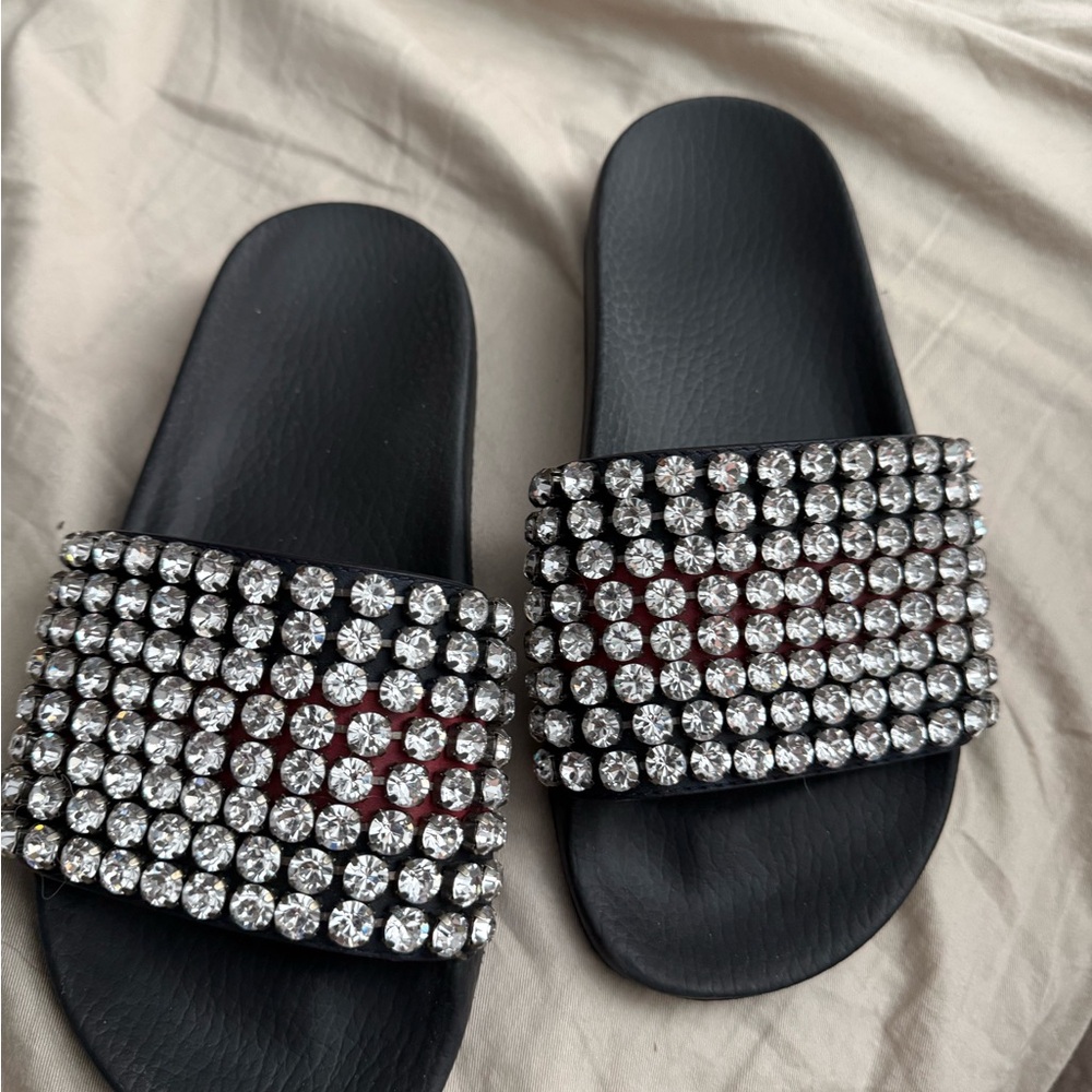 Gucci Black Rhinestone Embellished Sandals
